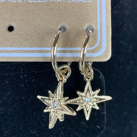 Stephan & CO Earrings 2 Pairs Stud and Dangle Star Rhinestone Gold - Picture 3 of 9